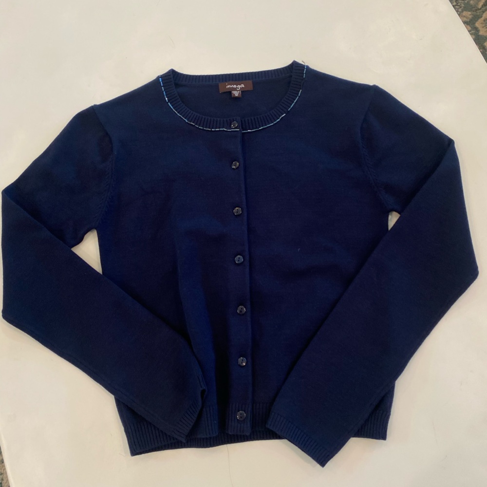 Imoga girls Navy blue button up hearts
